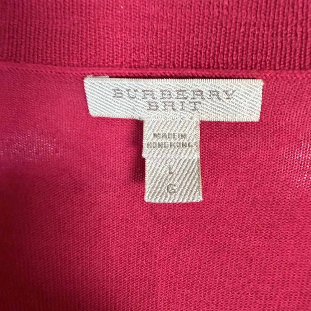 Burberry Brit Red Button-Up Cardigan Size Large - Picture 3 of 7
